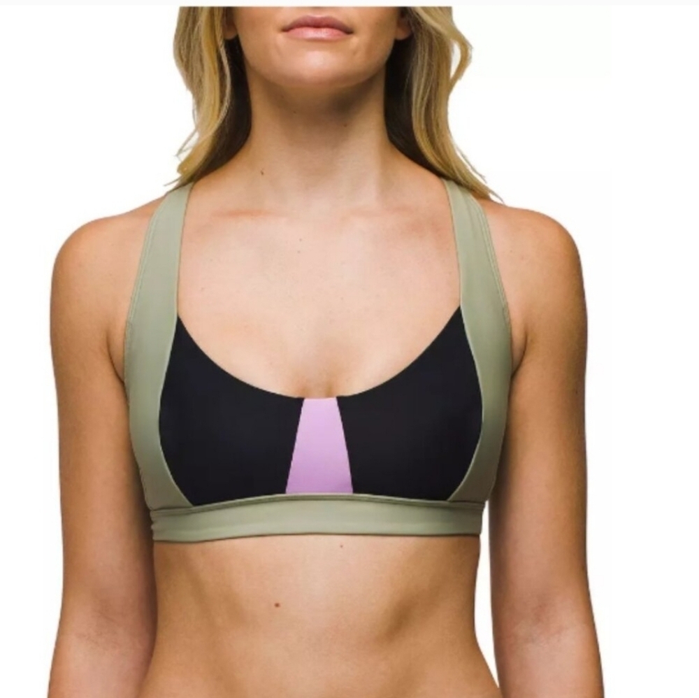Prana Tulum Pink/black Sporty Bikini Top Size S & M